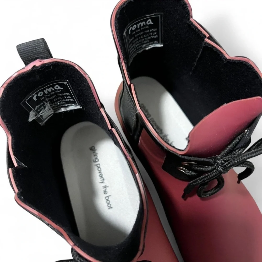 Roma Women's Pink and Black Rain Boots
